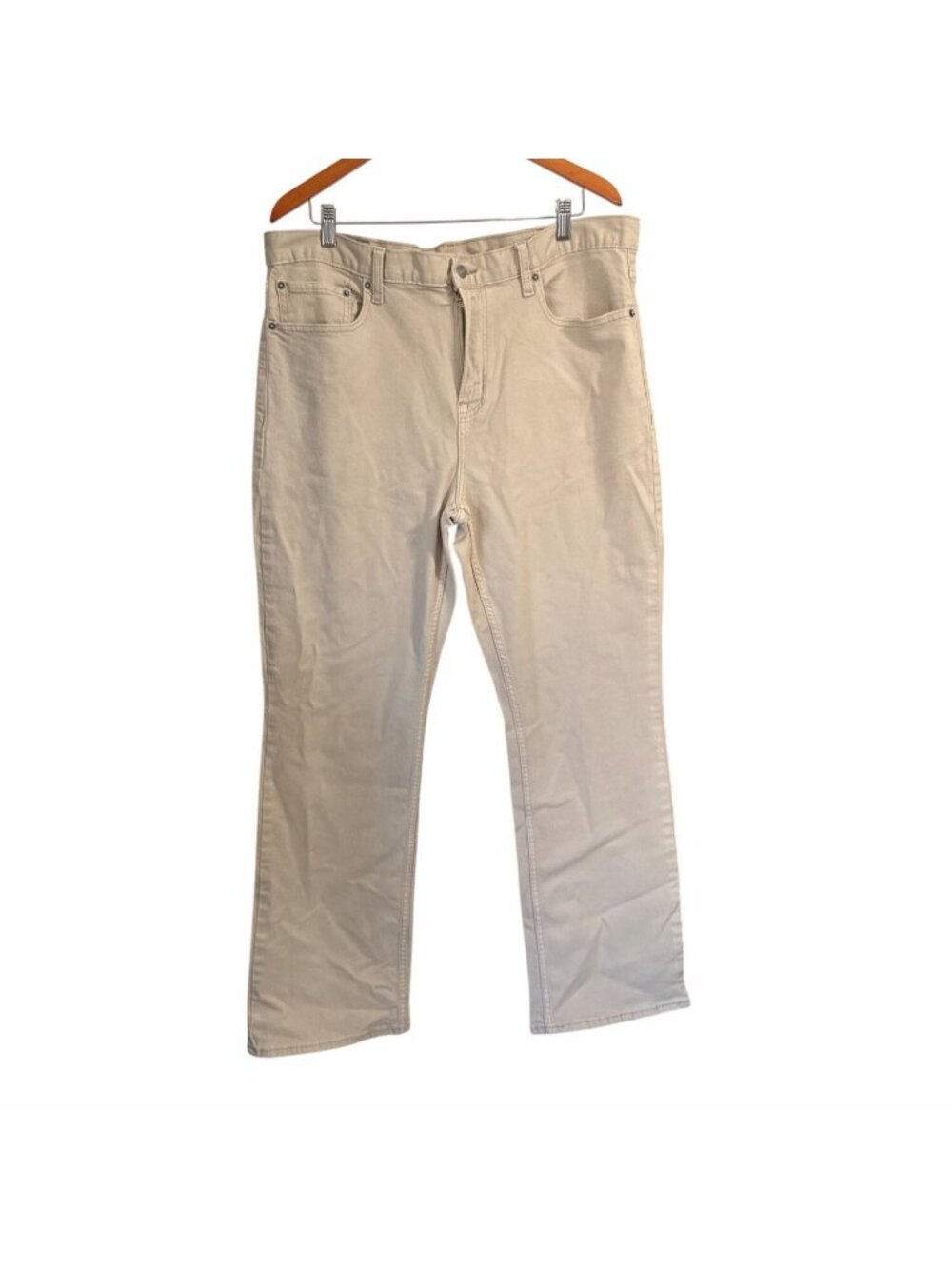 Old Navy Mens Khaki Boot-Cut Jeans 40X32 Built-In Flex Cotton Blend